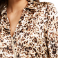 Blusa peplum feminina estampada com zíper Thalia Sodi, marrom, tamanho médio