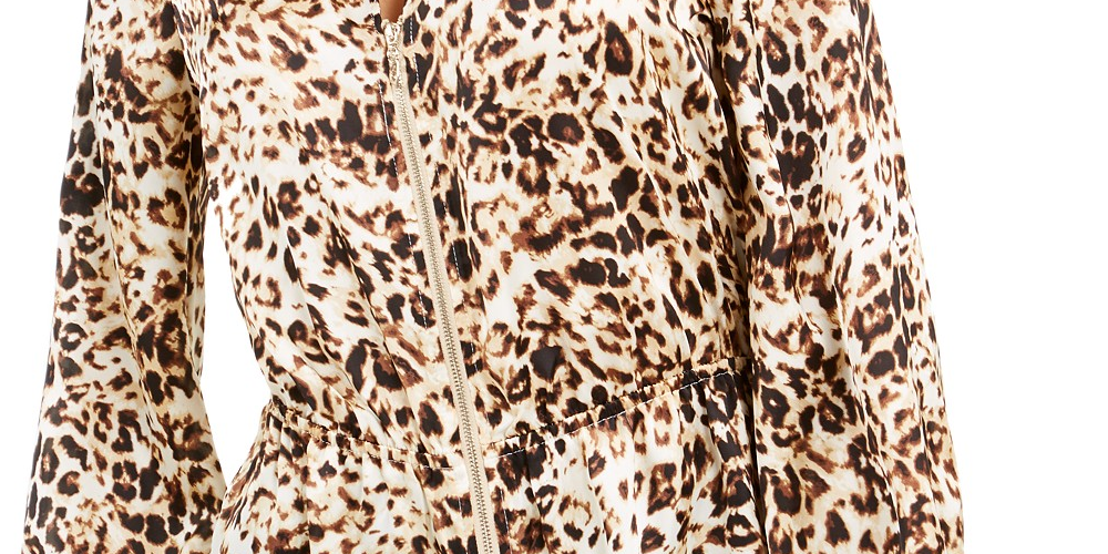 Blusa peplum feminina estampada com zíper Thalia Sodi, marrom, tamanho médio