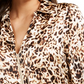 Blusa peplum feminina estampada com zíper Thalia Sodi, marrom, tamanho extra grande