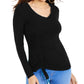 Thalia Sodi Top Feminino Cinch-Front com Strass Preto Tamanho Grande