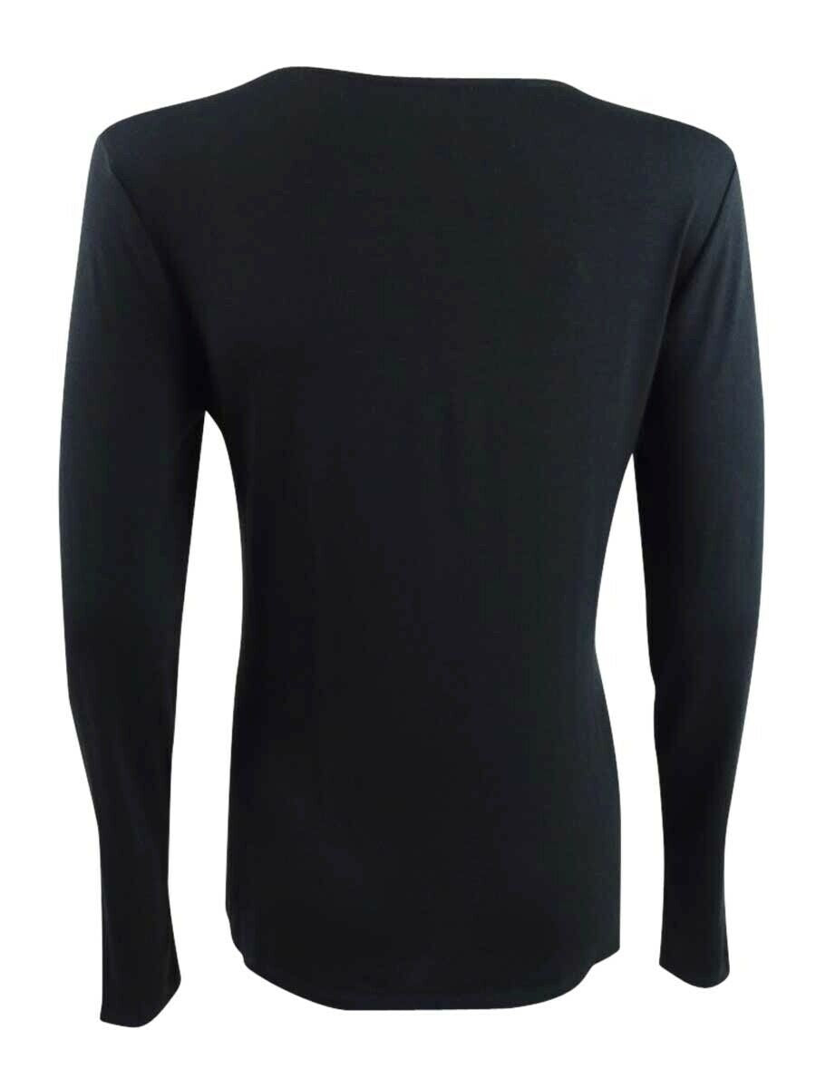 Thalia Sodi Top Feminino Cinch-Front com Strass Preto Tamanho Grande