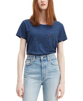 Levi's Women's Cotton Printed Perfect T-Shirt Navy Size X-Small