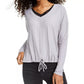 Blusa Self Esteem Juniors com acabamento em renda, cinza, tamanho grande
