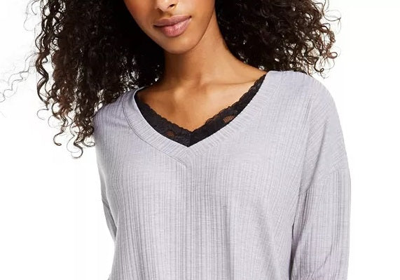 Blusa Self Esteem Juniors com acabamento em renda, cinza, tamanho grande