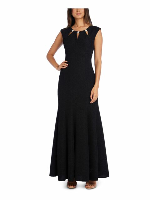 Vestido de festa feminino R &amp; M Richards estilo sereia com decote em V, preto, tamanho 8