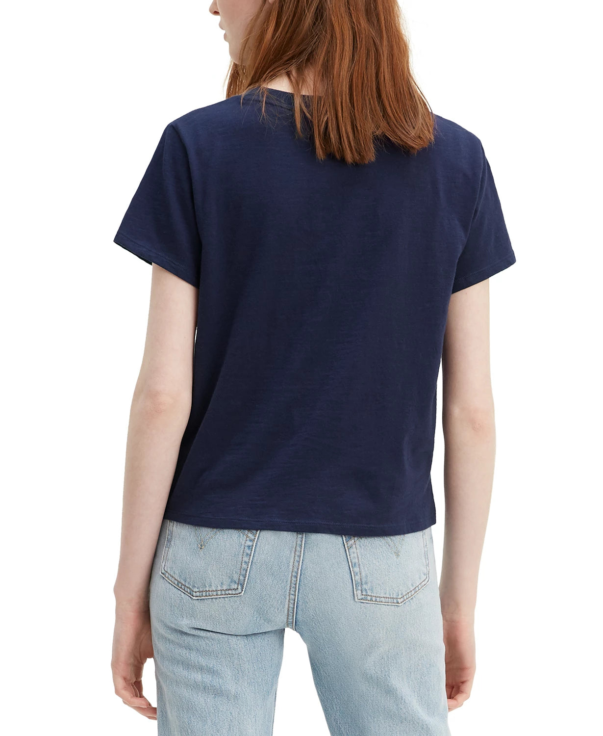 Camiseta Levi's Feminina de Algodão com Logotipo Arco-Íris e Estampa Azul Marinho, Tamanho P