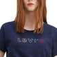 Camiseta Levi's Feminina de Algodão com Logotipo Arco-Íris e Estampa Azul Marinho, Tamanho P