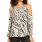 Blusa feminina Thalia Sodi estampada com ombros descobertos, branca, tamanho extragrande