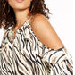 Blusa feminina Thalia Sodi estampada com ombros descobertos, branca, tamanho extragrande