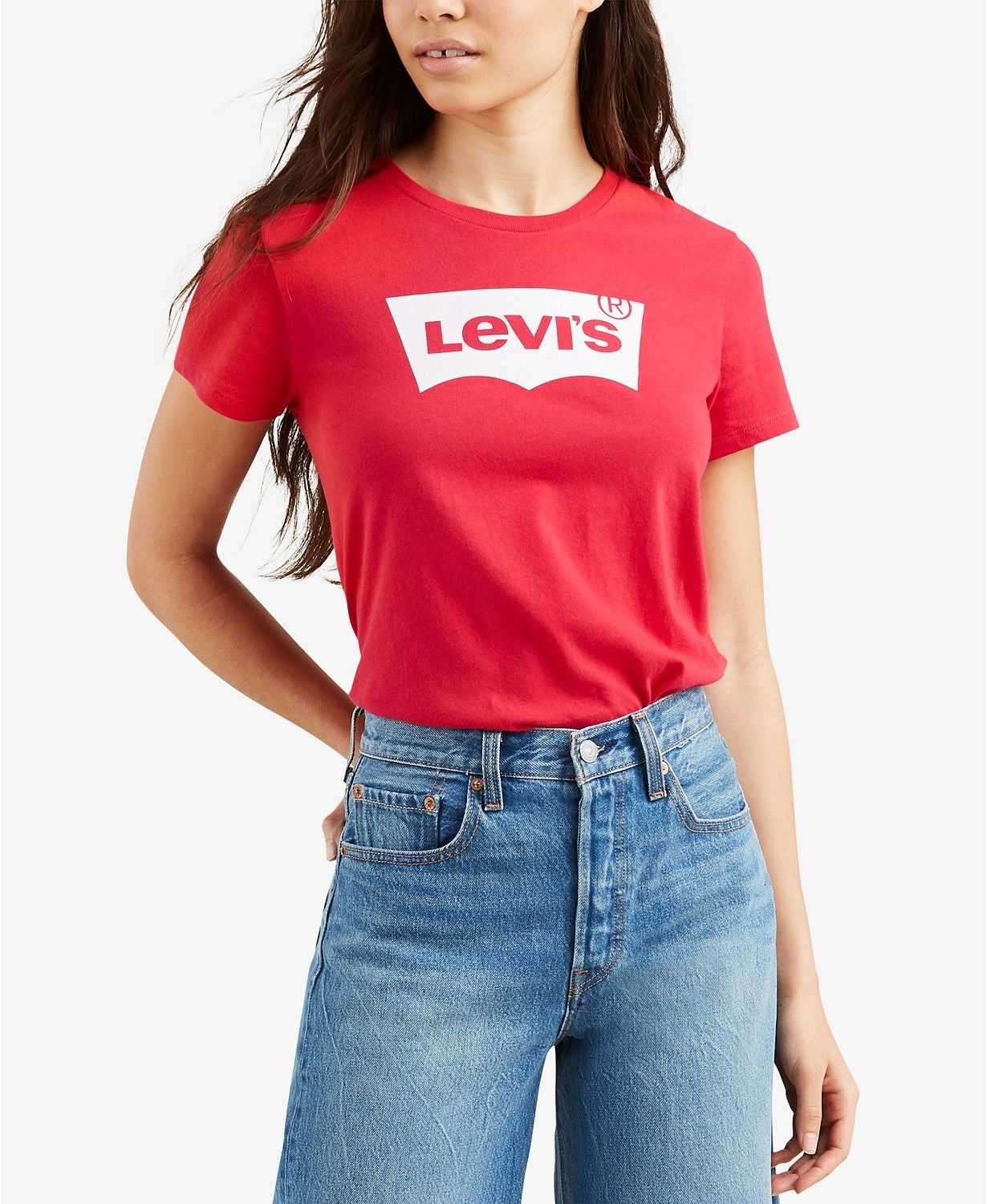 Camiseta Levi's Feminina Plus Size Trendy The Perfect Logo-Graphic Vermelha Tamanho 2X