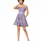 Vestido City Studios Junior com ombros de fora e renda, ajuste evasê, roxo, tamanho 5