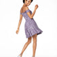 Vestido City Studios Junior com ombros de fora e renda, ajuste evasê, roxo, tamanho 5
