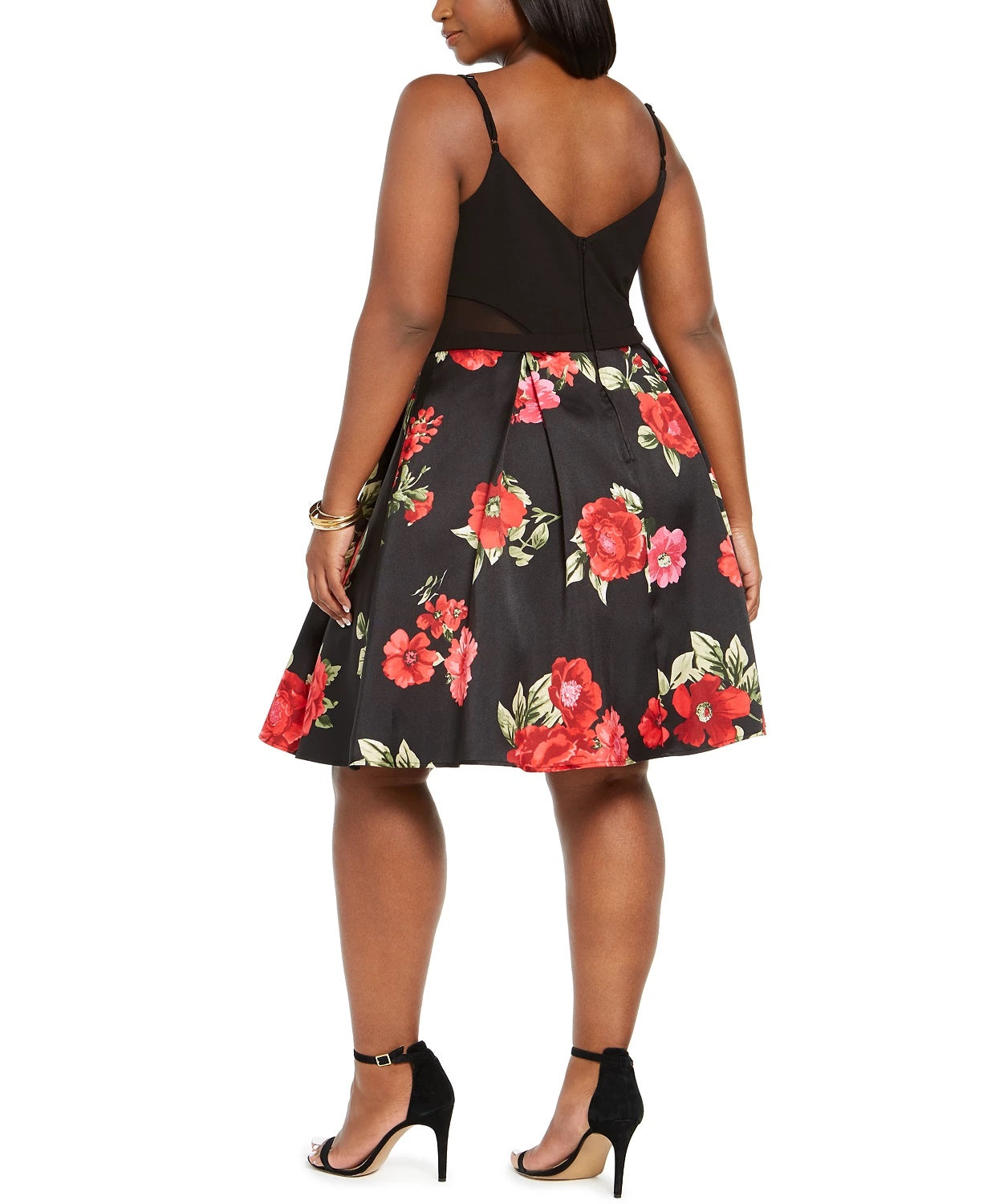 Vestido de malha floral plus size da B Darlin feminino, preto, tamanho 20