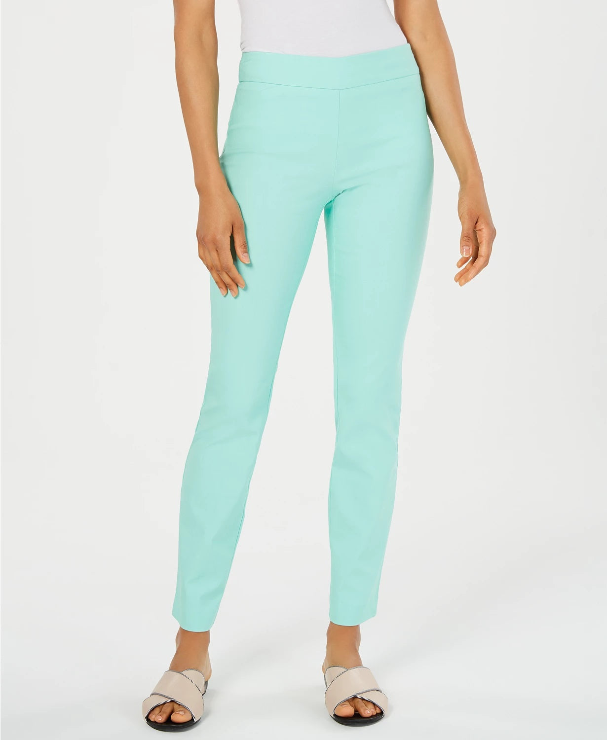 Calça feminina Charter Club Petite Cambridge Tummy-Control Slim-Leg Azul Tamanho 2PS