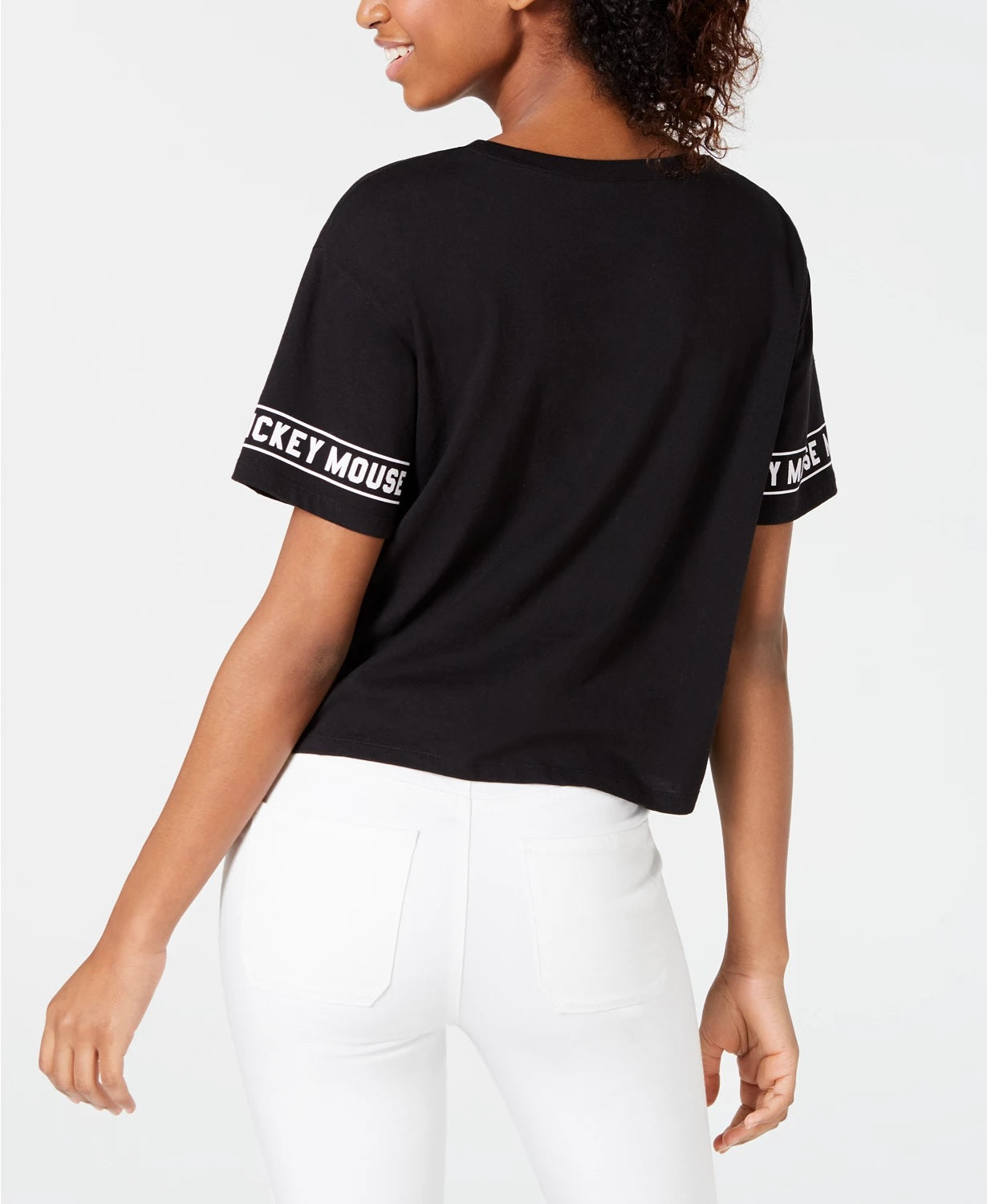 Camiseta com estampa gráfica do Mickey Mouse da Disney Juniors, preta, tamanho extragrande