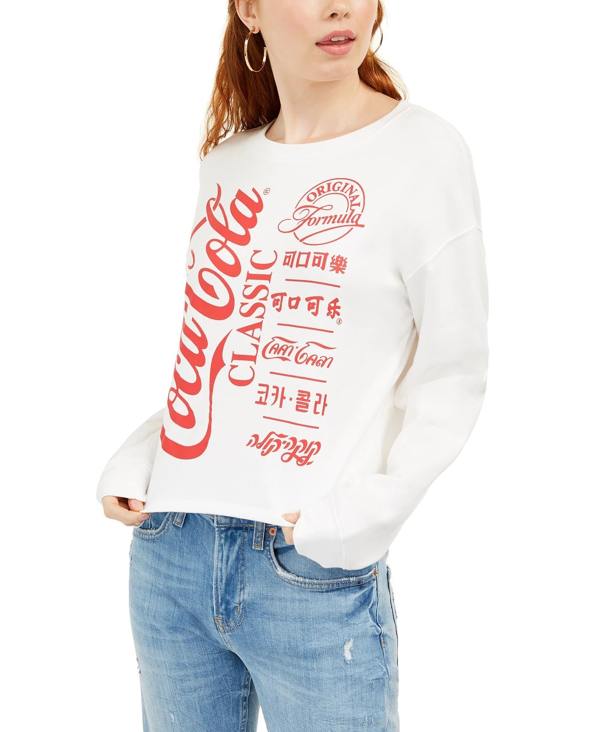 Moletom Coca-Cola com estampa infantil Love Tribes Juniors, tamanho extra grande, branco