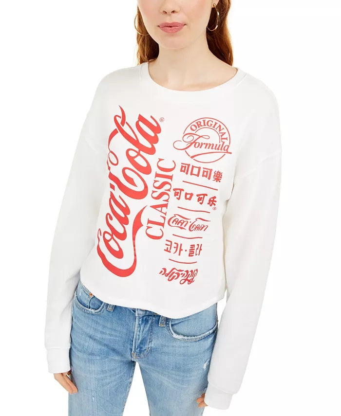 Moletom Coca-Cola com estampa infantil Love Tribes Juniors, tamanho extra grande, branco