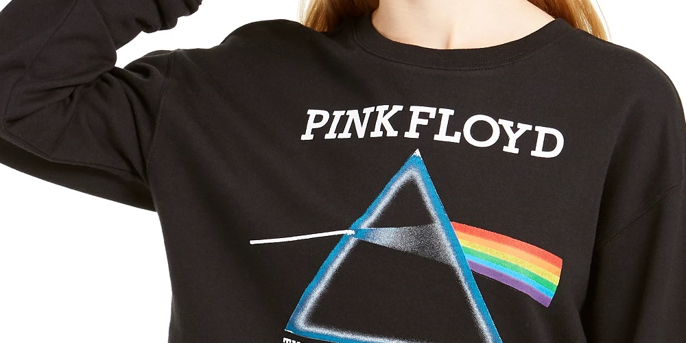 Moletom Cropped Love Tribe Junior Pink Floyd com Estampa Preta Tamanho Médio