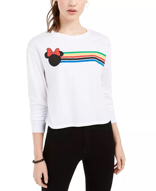 Camiseta de manga comprida com estampa gráfica Disney Juniors, tamanho grande, branca