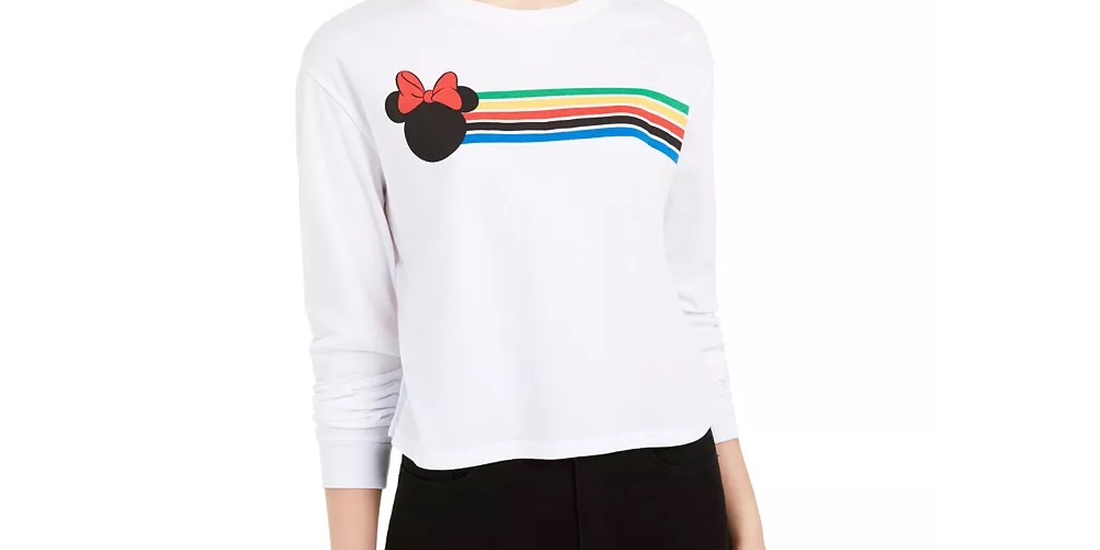 Camiseta de manga comprida com estampa gráfica Disney Juniors, tamanho grande, branca