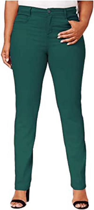 Jeans feminino plus size com controle de barriga e perna justa, estilo &amp; co, verde, tamanho 24