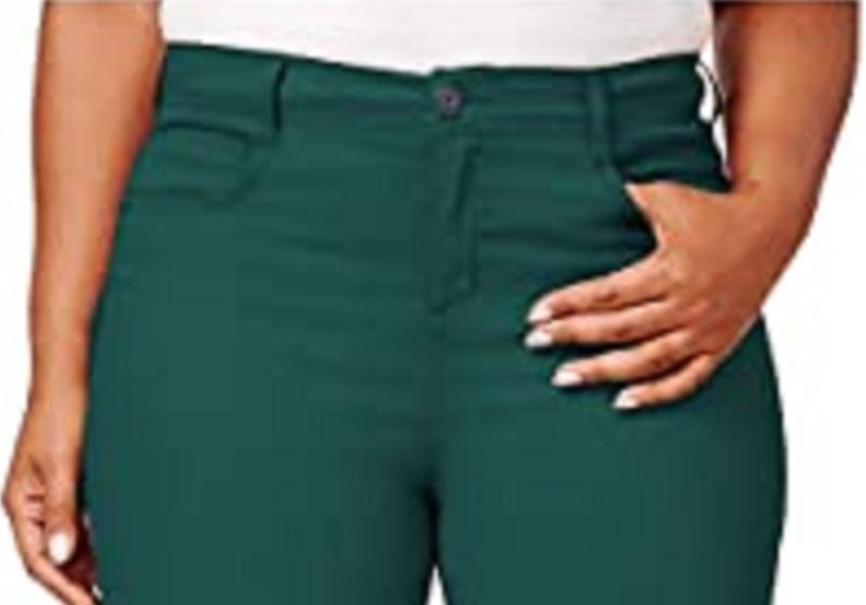 Jeans feminino plus size com controle de barriga e perna justa, estilo &amp; co, verde, tamanho 24