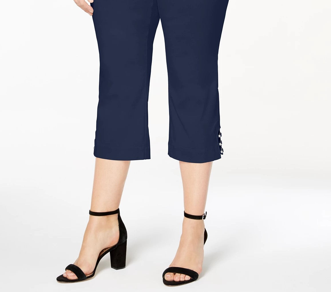 Calça Capri Feminina JM Collection Azul Tamanho 1X