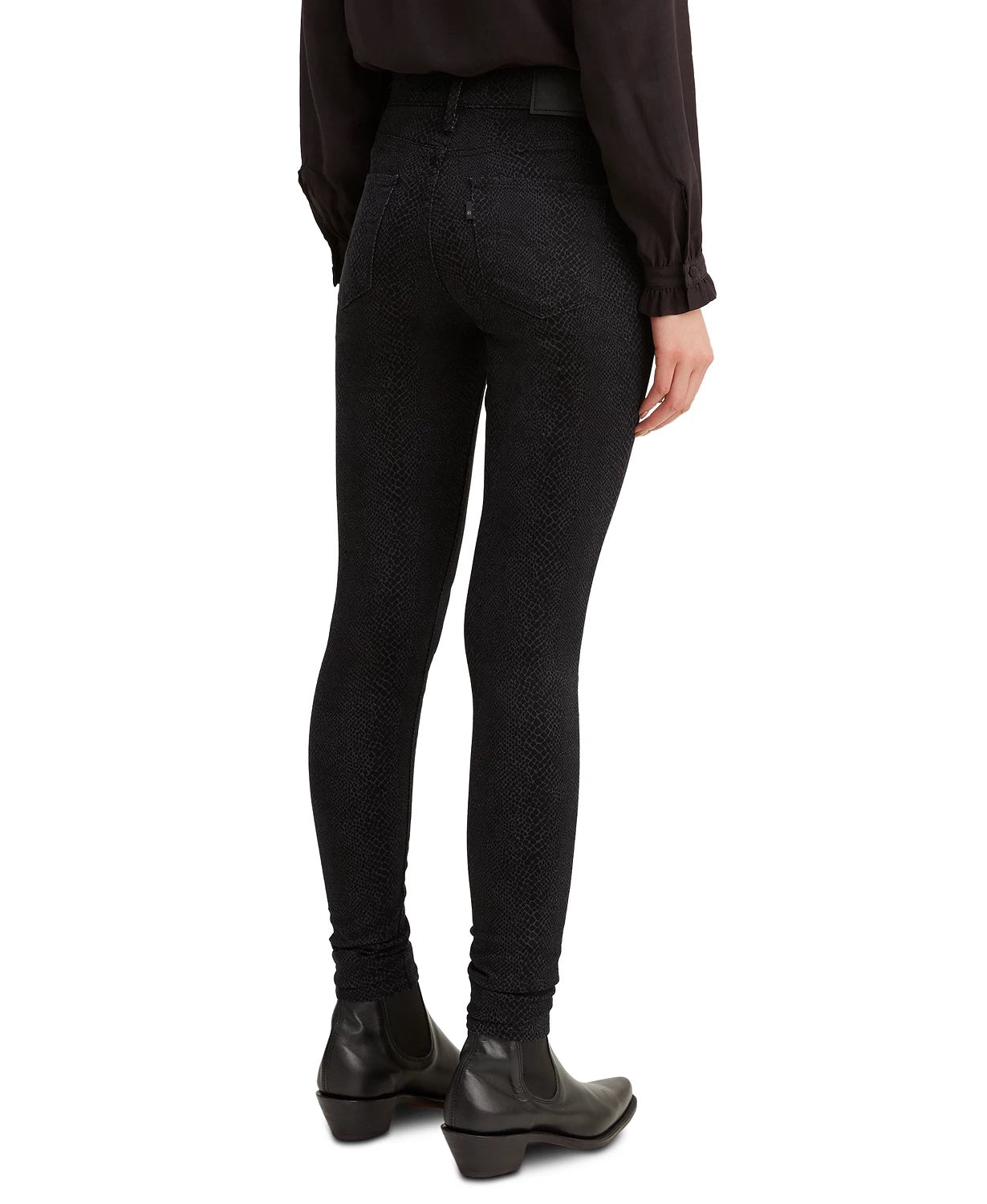 Calça jeans Levi's 720 Python-Print super skinny de cintura alta feminina, preta, tamanho 30x30