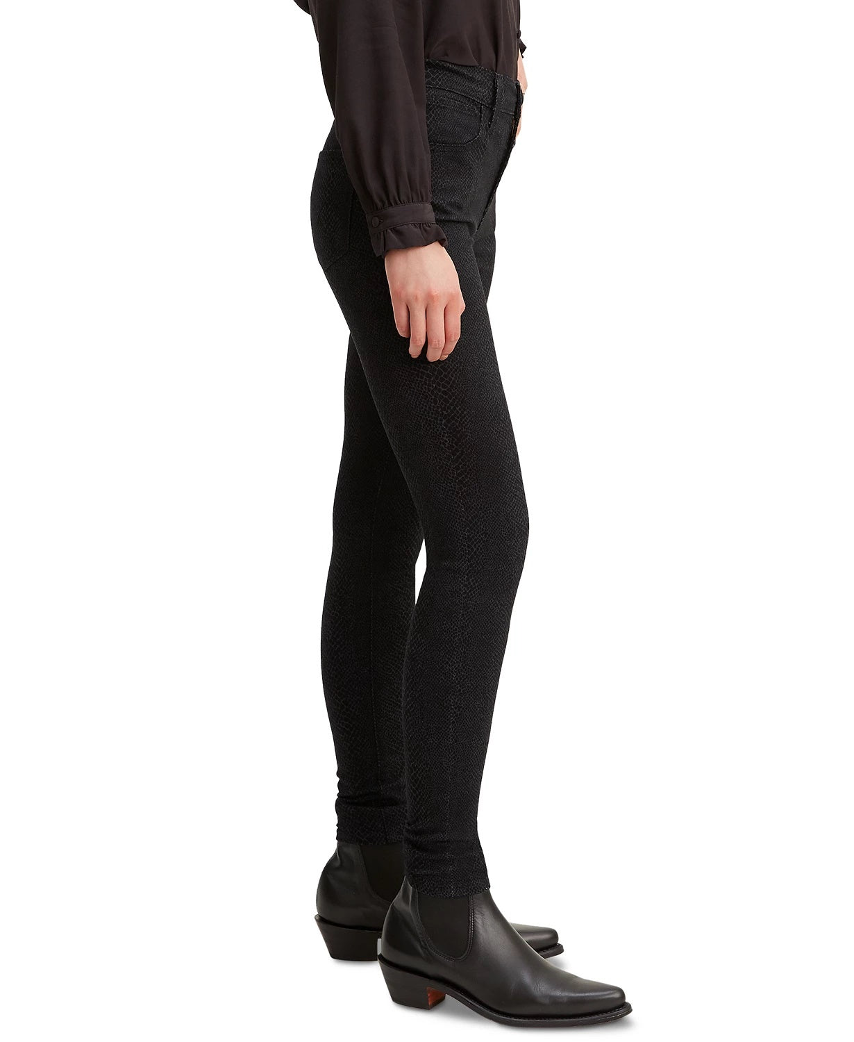 Calça jeans Levi's 720 Python-Print super skinny de cintura alta feminina, preta, tamanho 30x30