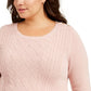 Suéter feminino plus size de tricô trançado Charter Club, rosa, tamanho extra grande