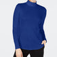 Camiseta feminina Charter Club de algodão com gola alta, azul, tamanho XX-G