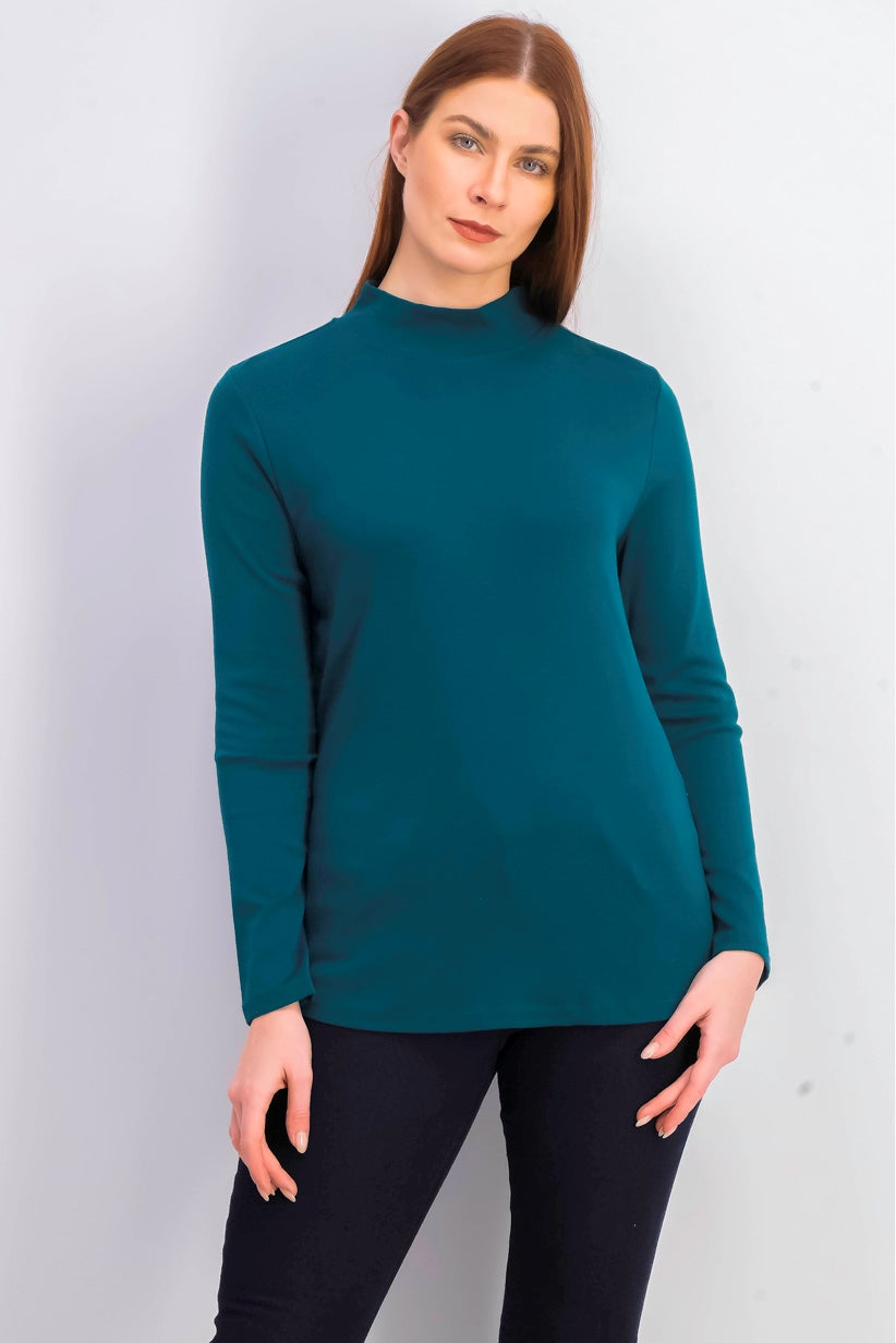 Camiseta feminina Charter Club de algodão com gola alta, verde-escuro, tamanho extra grande