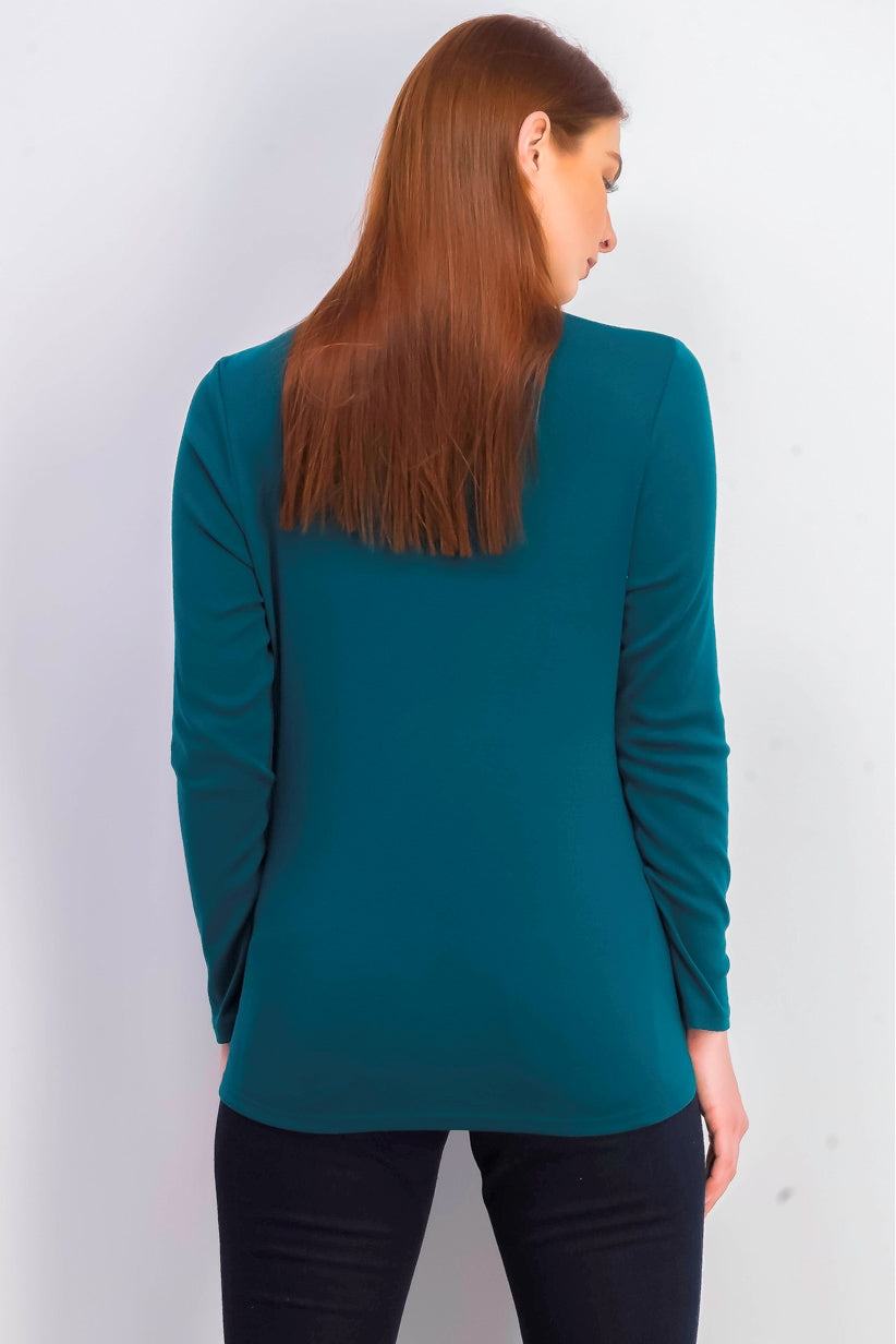 Camiseta feminina Charter Club de algodão com gola alta, verde-escuro, tamanho XXG