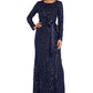 Vestido feminino R &amp; M Richards com lantejoulas e costas abertas, azul-marinho, tamanho 8, pequeno
