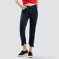 Calça jeans Levi's 724 Raw-Hem Cropped de perna reta, feminina, azul médio, tamanho 34