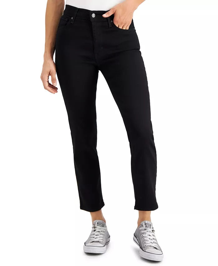 Calça jeans cropped Levi's 724 reta feminina, preta, tamanho 34