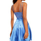 Vestido infantil City Studios com decote em V e costas abertas, azul, tamanho 13