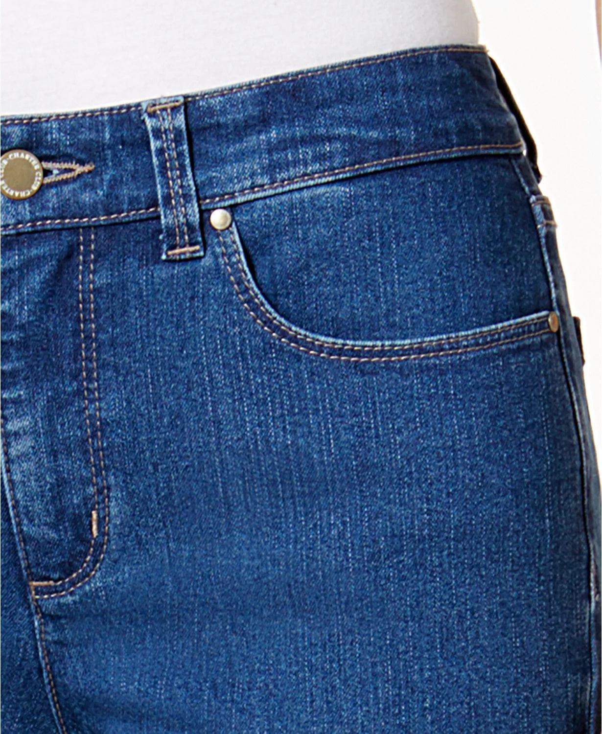Calça jeans feminina Charter Club Petite Lexington de perna reta, tamanho Petite &amp; Petite Short, azul, tamanho 16X3