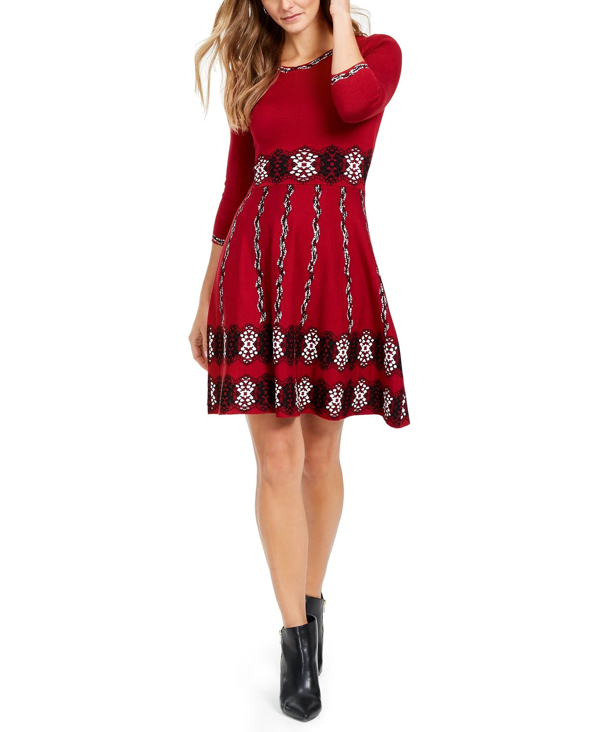 Vestido suéter estampado feminino Taylor, tamanho médio, vermelho, grande