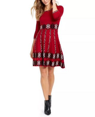 Vestido suéter estampado feminino Taylor, tamanho médio, vermelho