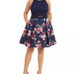 Vestido feminino B Darlin Plus Size com estampa floral Illusion Fit &amp; Flare, azul marinho, tamanho 20