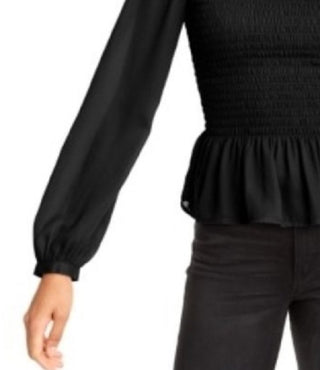 Blusa peplum franzida feminina LEYDEN, preta, tamanho pequeno