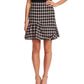 Saia feminina Cece Grid Tweed com babados assimétricos, preta, tamanho 8