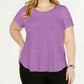 Camiseta Alfani Feminina Plus Size Cetim com Acabamento Alto e Baixo Roxo Tamanho 3X