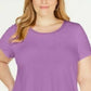 Camiseta Alfani Feminina Plus Size Cetim com Acabamento Alto e Baixo Roxo Tamanho 3X