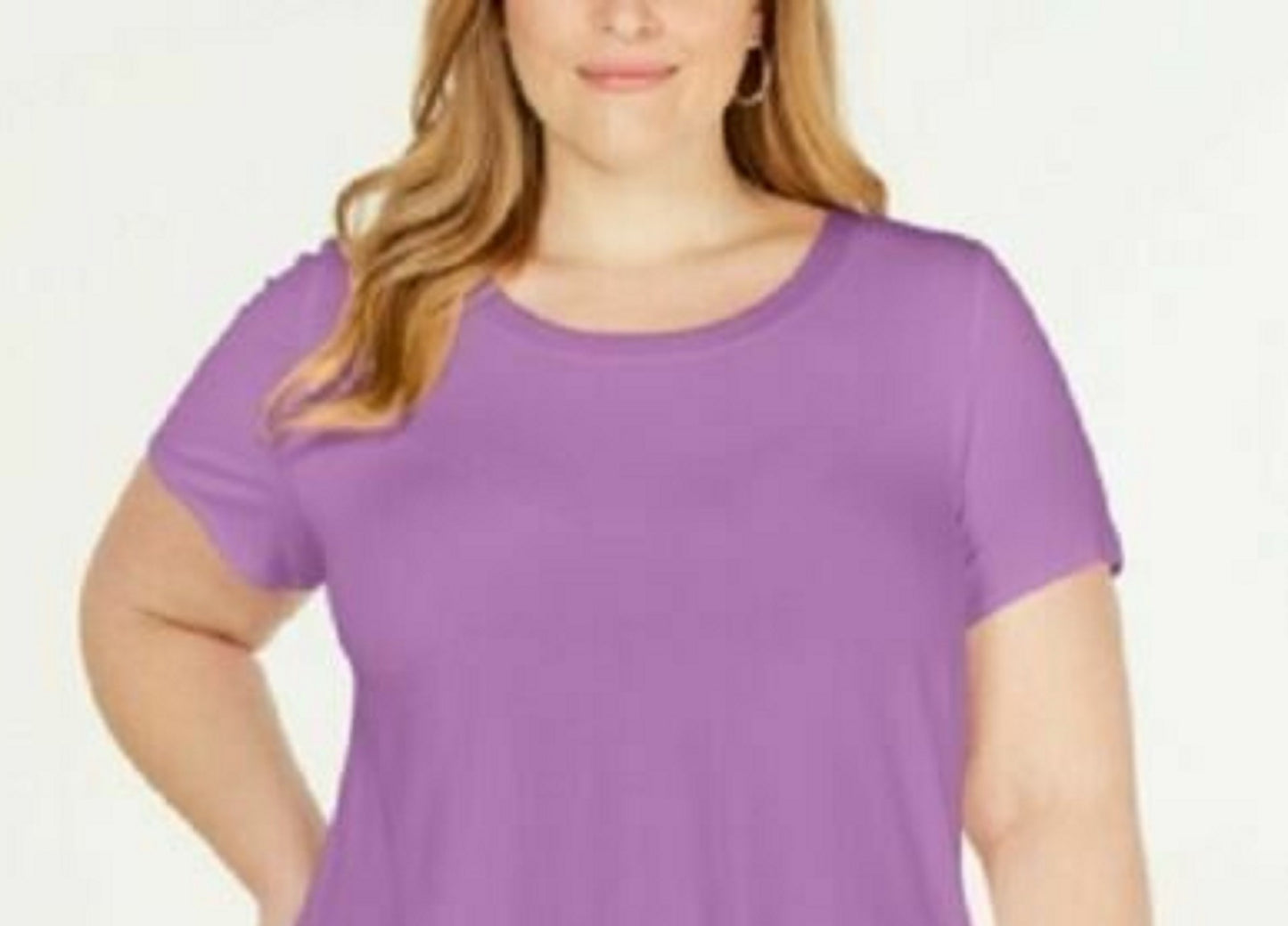 Camiseta Alfani Feminina Plus Size Cetim com Acabamento Alto e Baixo Roxo Tamanho 3X