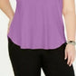 Camiseta Alfani Feminina Plus Size Cetim com Acabamento Alto e Baixo Roxo Tamanho 3X