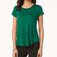Camiseta Alfani Feminina com Acabamento em Cetim, Cano Alto e Baixo, Verde Escuro, Tamanho Pequeno Médio