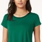 Camiseta Alfani Feminina com Acabamento em Cetim, Cano Alto e Baixo, Verde Escuro, Tamanho Pequeno Médio