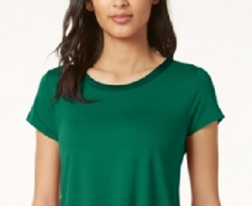 Camiseta Alfani Feminina com Acabamento em Cetim, Cano Alto e Baixo, Verde Escuro, Tamanho Pequeno Médio